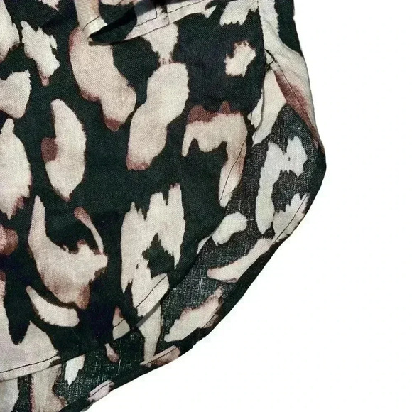 100% linen leopard print button down oversized top nwot size xs fits like M - Picture 3 of 10